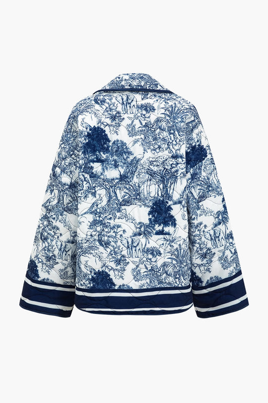 R&B | Geblümte Steppjacke mit Blauem Print Stilvoll und Gemütlich