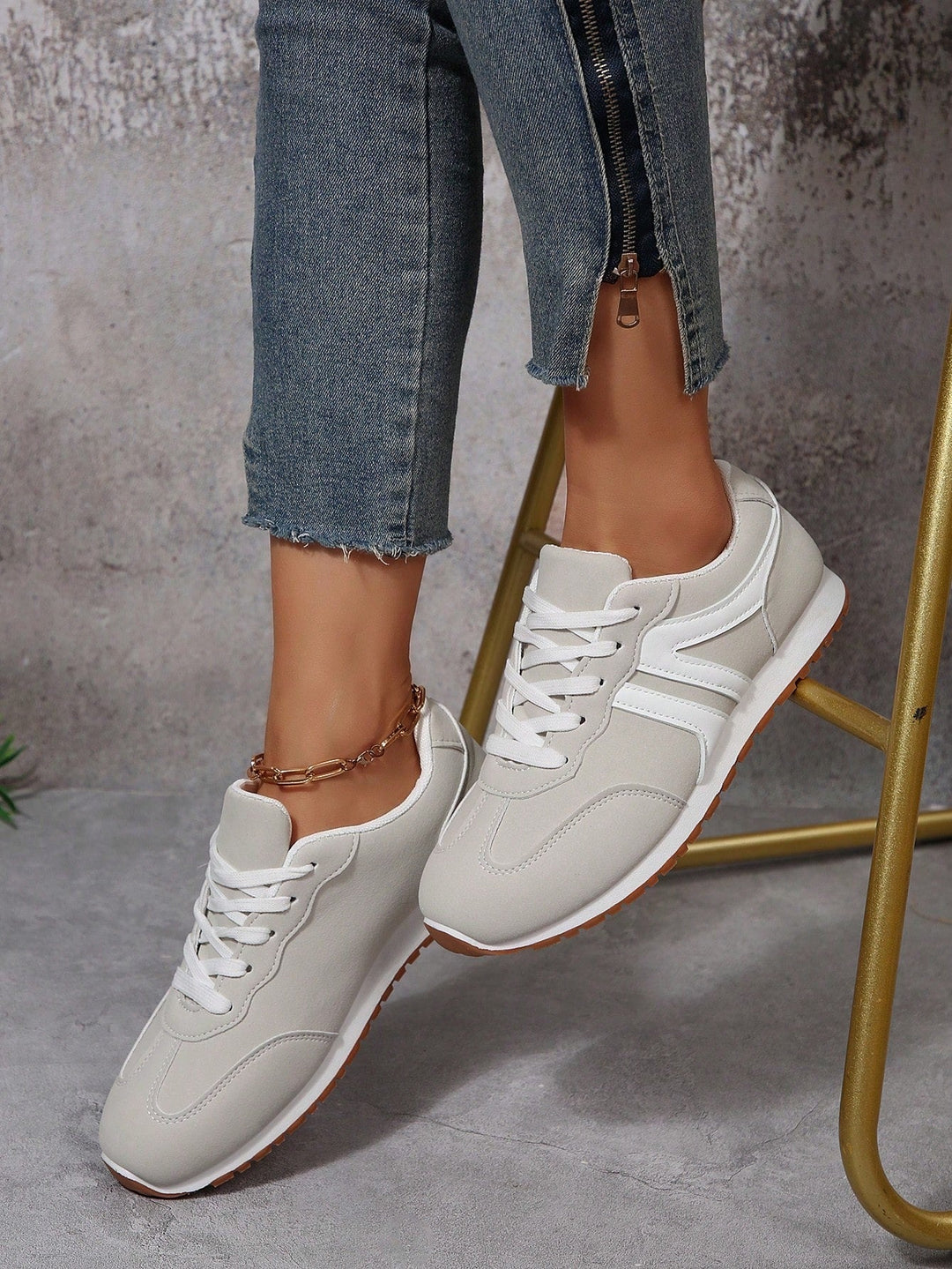 Schnürschuhe - Lässige gestreifte Schuhe für den Alltag für Frauen R&B