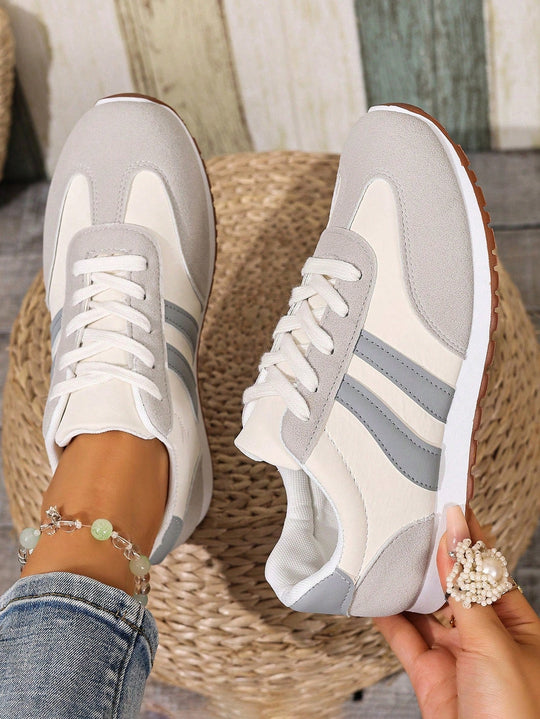 Schnürschuhe - Lässige gestreifte Schuhe für den Alltag für Frauen R&B