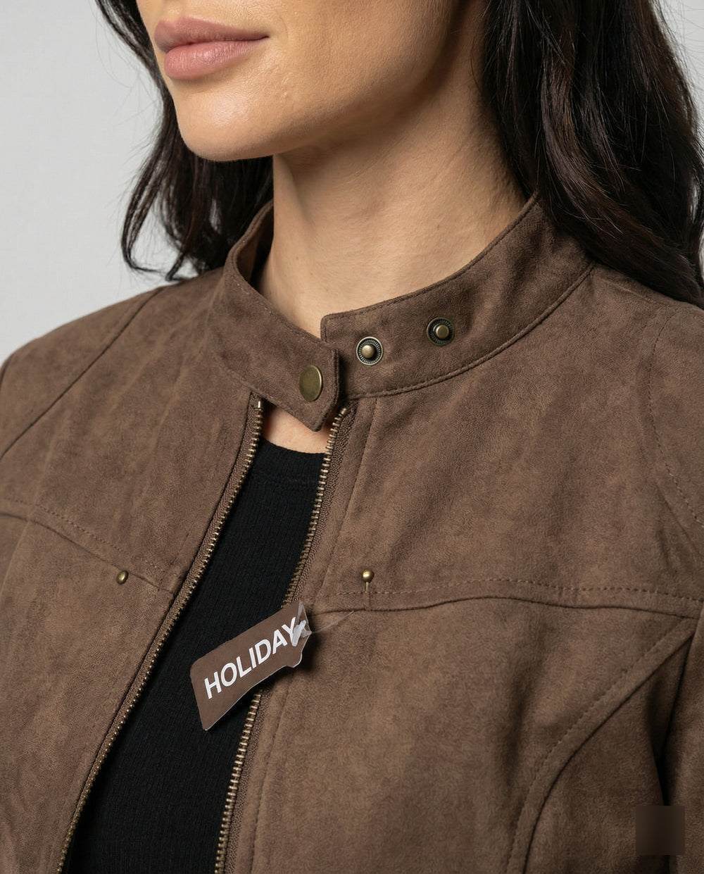 Vintage-Motorradjacke für Damen in Braun – Retro-Look