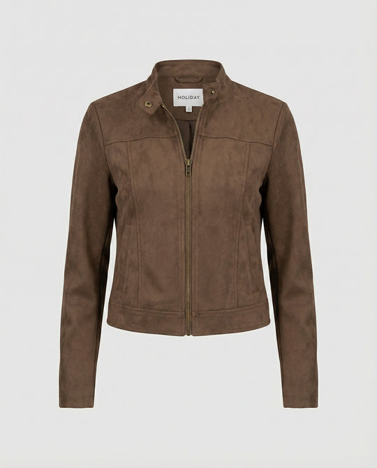 Vintage-Motorradjacke für Damen in Braun – Retro-Look