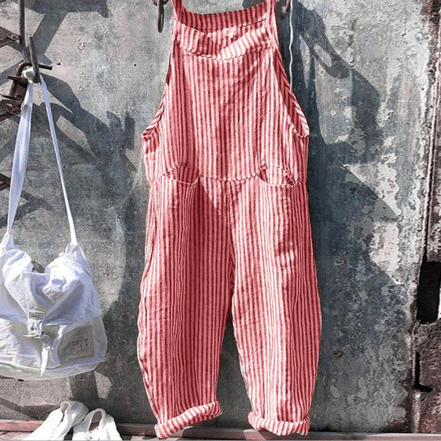 R&B - Gestreifter Baggy-Jumpsuit im Vintage-Stil