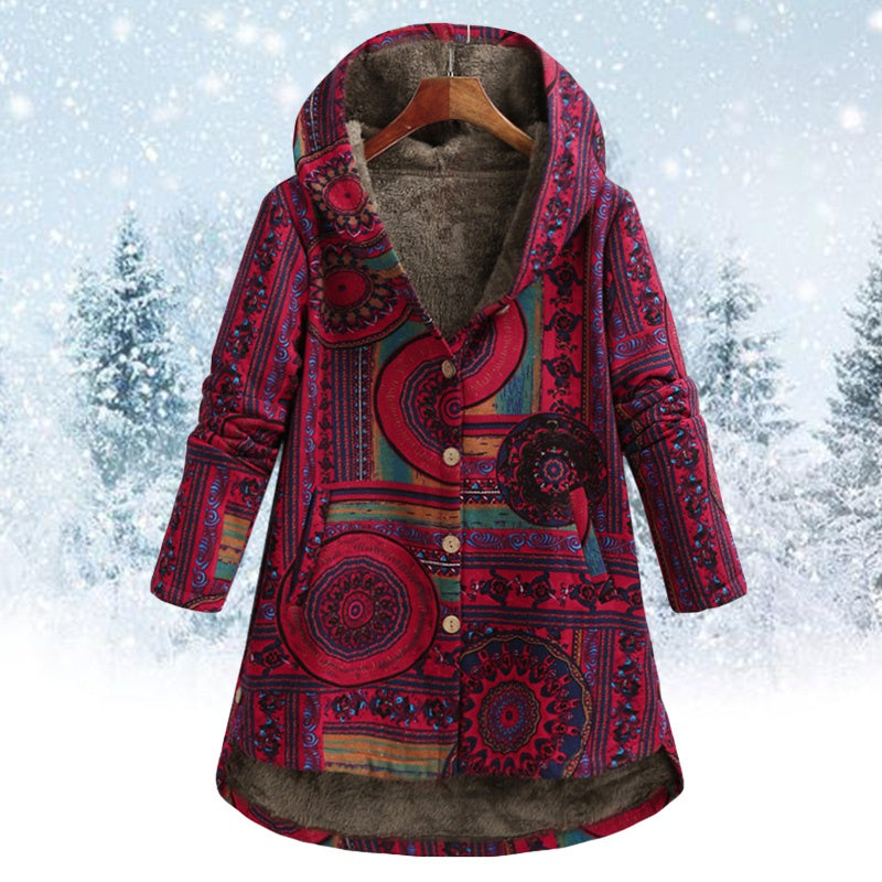 R&B | Bohemian Wintermantel mit Blumenmuster
