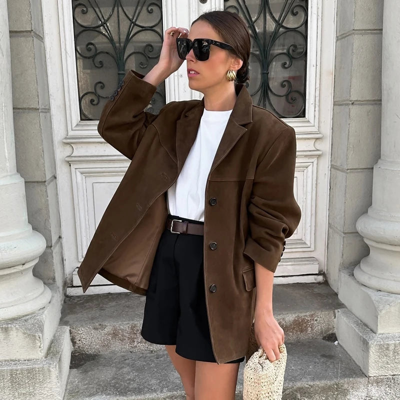 R&B | Braune Lederjacke - Premium Wildleder für Übergangsbekleidung