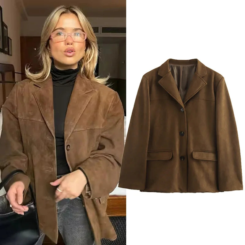 R&B | Braune Lederjacke - Premium Wildleder für Übergangsbekleidung