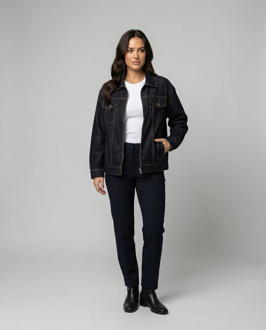 Vintage Denim Set Damen Jacke und Shorts Lässiger Retro Look
