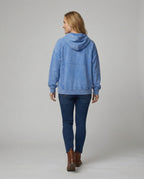 Vintage Washed Hoodie Oversized Kurz geschnitten Baumwolle Unisex Blau