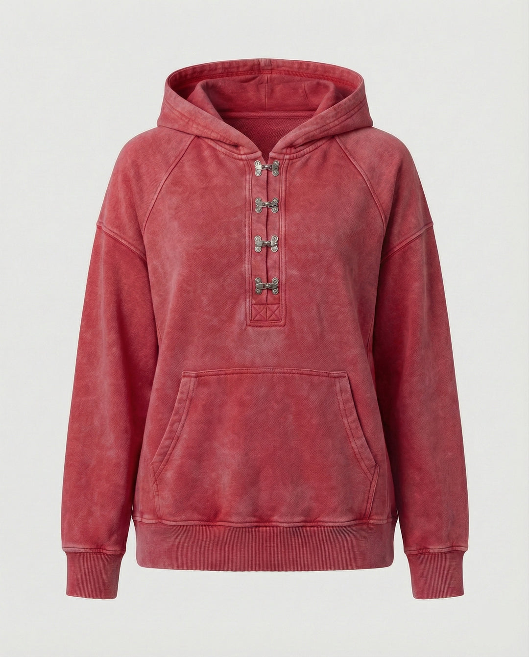 Vintage Washed Hoodie Oversized Kurz geschnitten Baumwolle Unisex Blau