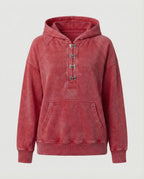 Vintage Washed Hoodie Oversized Kurz geschnitten Baumwolle Unisex Blau