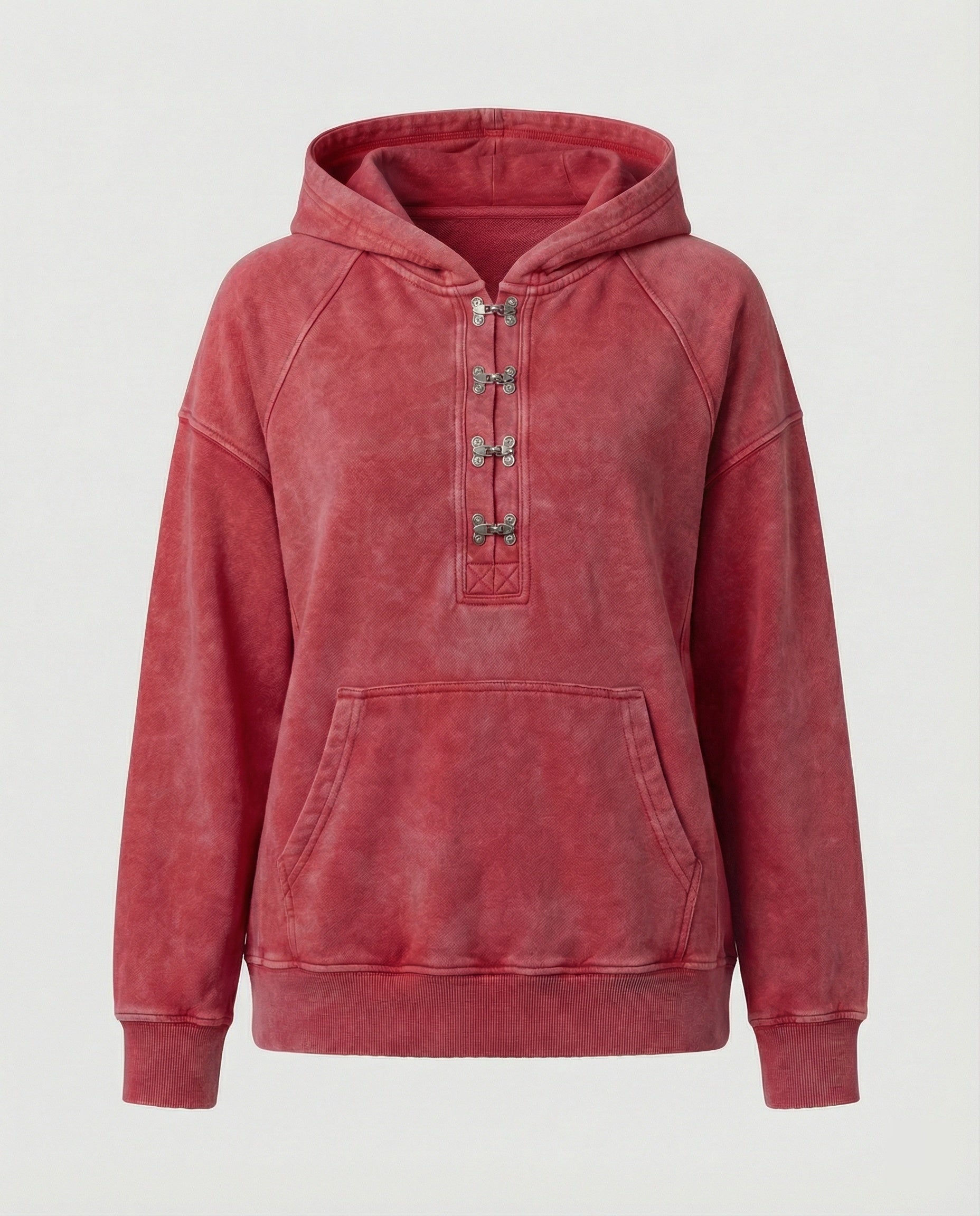 Vintage Washed Hoodie Oversized Kurz geschnitten Baumwolle Unisex Blau