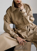 R&B | Damen Trenchcoat mit breitem Kragen und Taschen