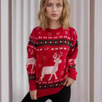 R&B | Defekter Weihnachtsbaum Gestrickter Damenpullover mit Rentier