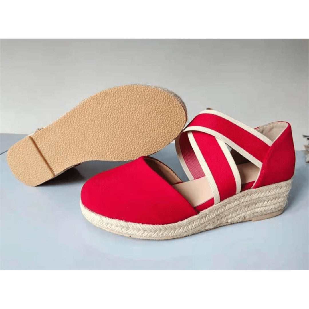 R&B | Kreuzband Espadrilles mit Geflochtenem Seil und Keilsohle