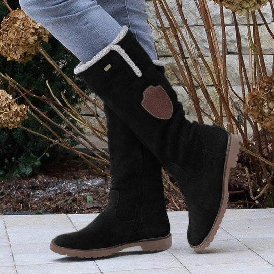 R&B | Mid Calf Stiefel Wildlederähnliche Textur Weiches Futter Seitlicher Reißverschluss Profilsohle