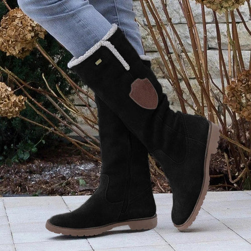 R&B | Mid Calf Stiefel Wildlederähnliche Textur Weiches Futter Seitlicher Reißverschluss Profilsohle