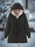 R&B | Parka - Lange Steppjacke mit Kapuze - Gepolstert und Gefüttert - Bindegürtel für Perfekten Sitz