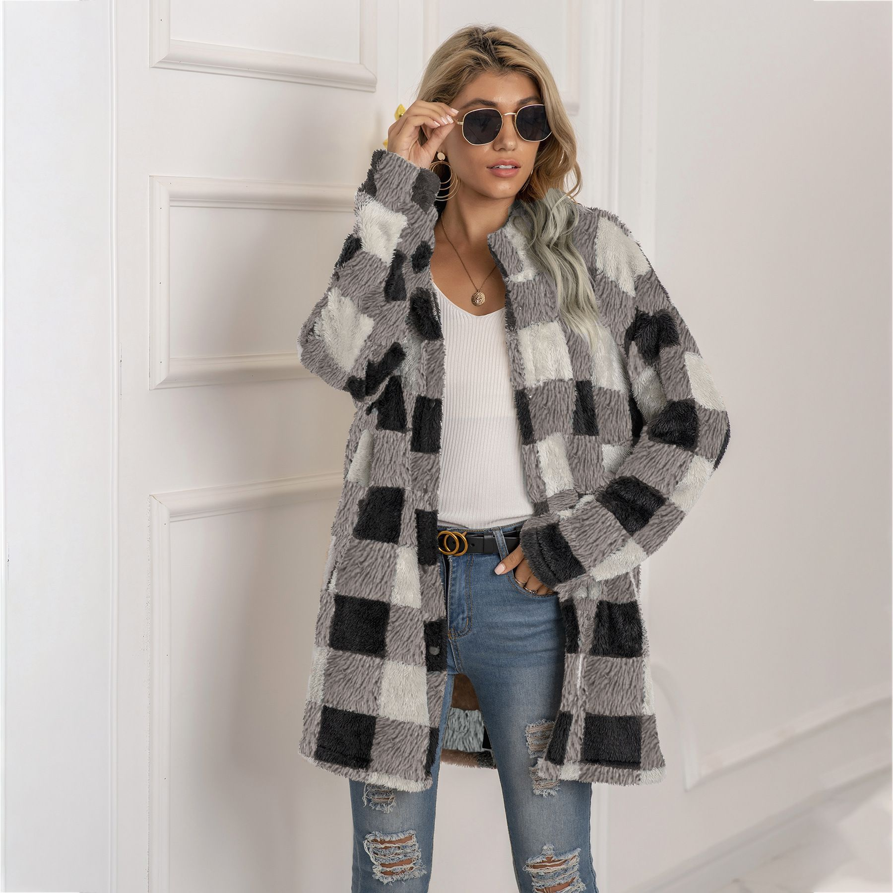 R&B | Karierter Mantel - Weich und Warm - Oversized Passform - Knopfverschluss