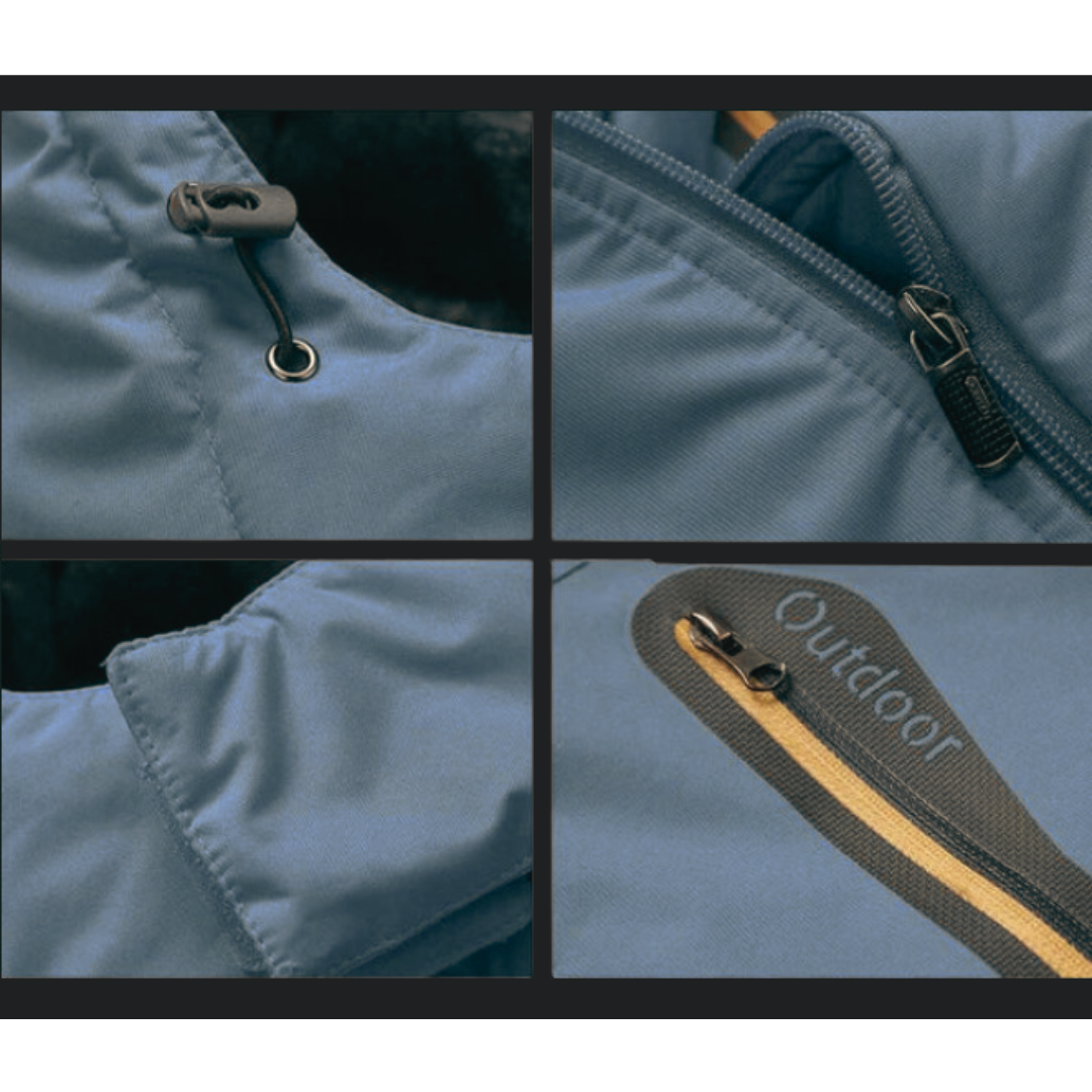 Details einer wind- und wasserdichte outdoor-jacke