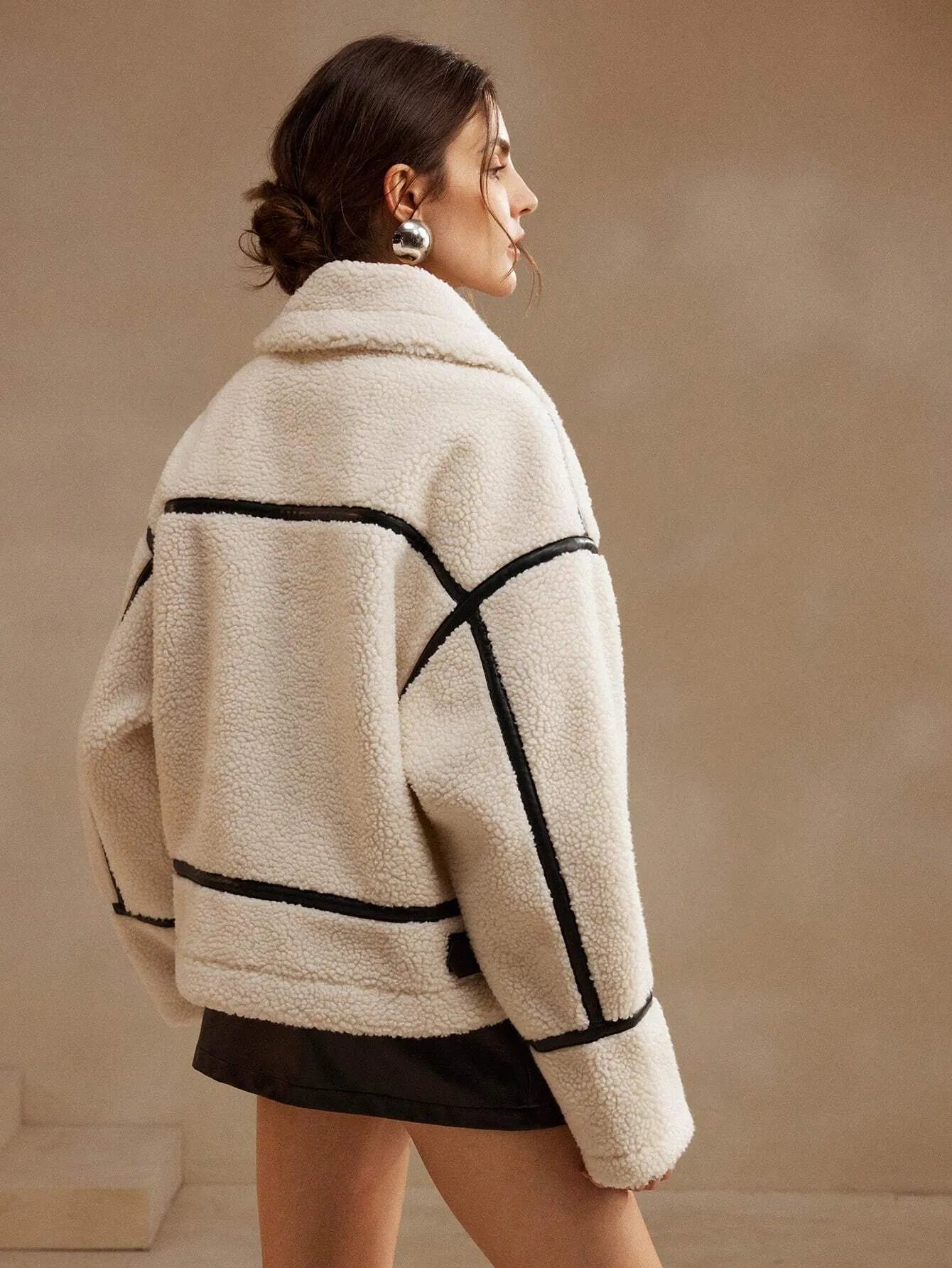 R&B | Kunstfell Aviator Jacke Winter Teddy Reißverschluss