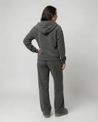 Warmer Damen Winter Sportanzug Set Gefütterte Jacke und Hose Grau