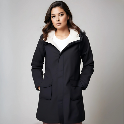R&B | Damen Wasserdichte Jacke mit Kapuze und Fleece-Futter