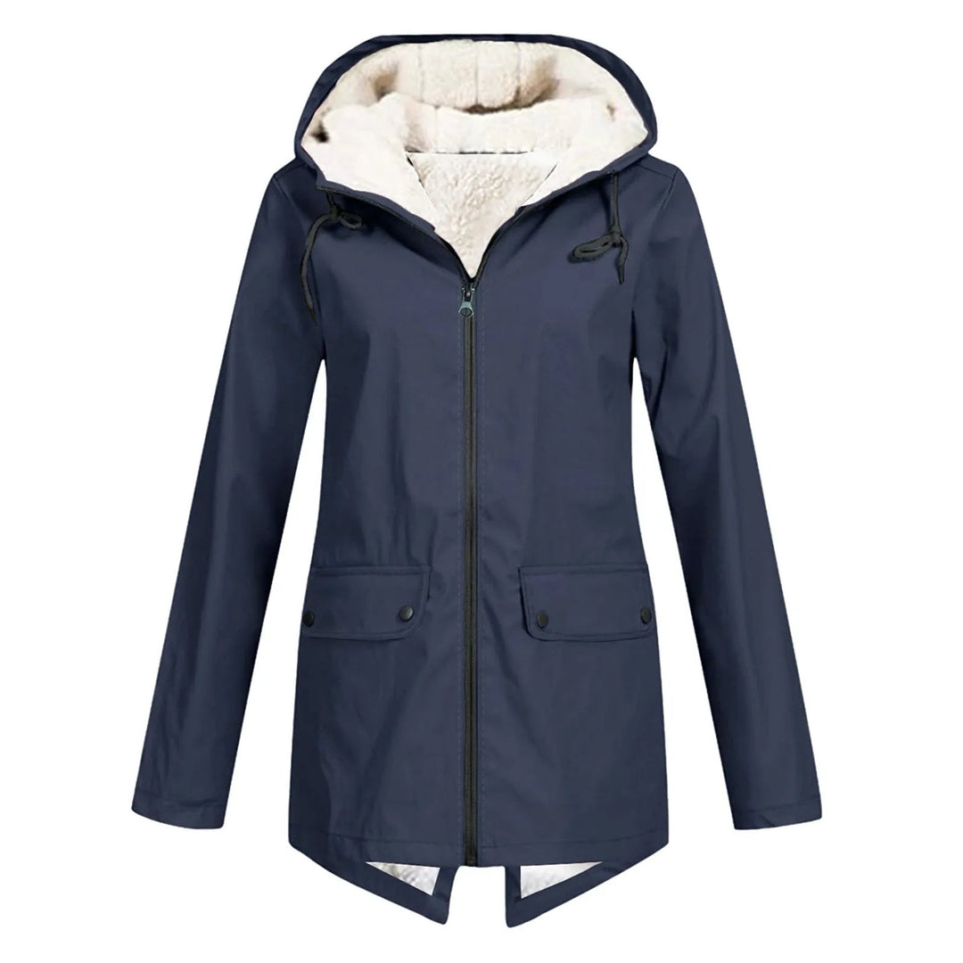 R&B | Damen Wasserdichte Jacke mit Kapuze und Fleece-Futter