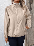 R&B | Damen Wasserdichte Regenjacke mit Reißverschluss und Hohem Kragen