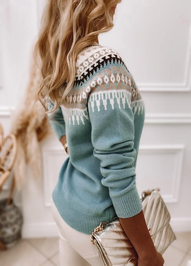 R&B | Strickpullover Fair Isle Muster Rundhalsausschnitt Weich und Warm
