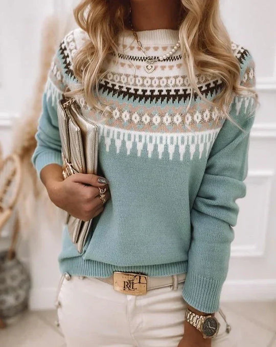R&B | Strickpullover Fair Isle Muster Rundhalsausschnitt Weich und Warm