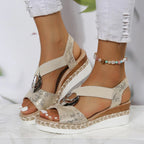 Keil Sandalen - Sommerschuhe mit elastischen Riemen für Damen R&B