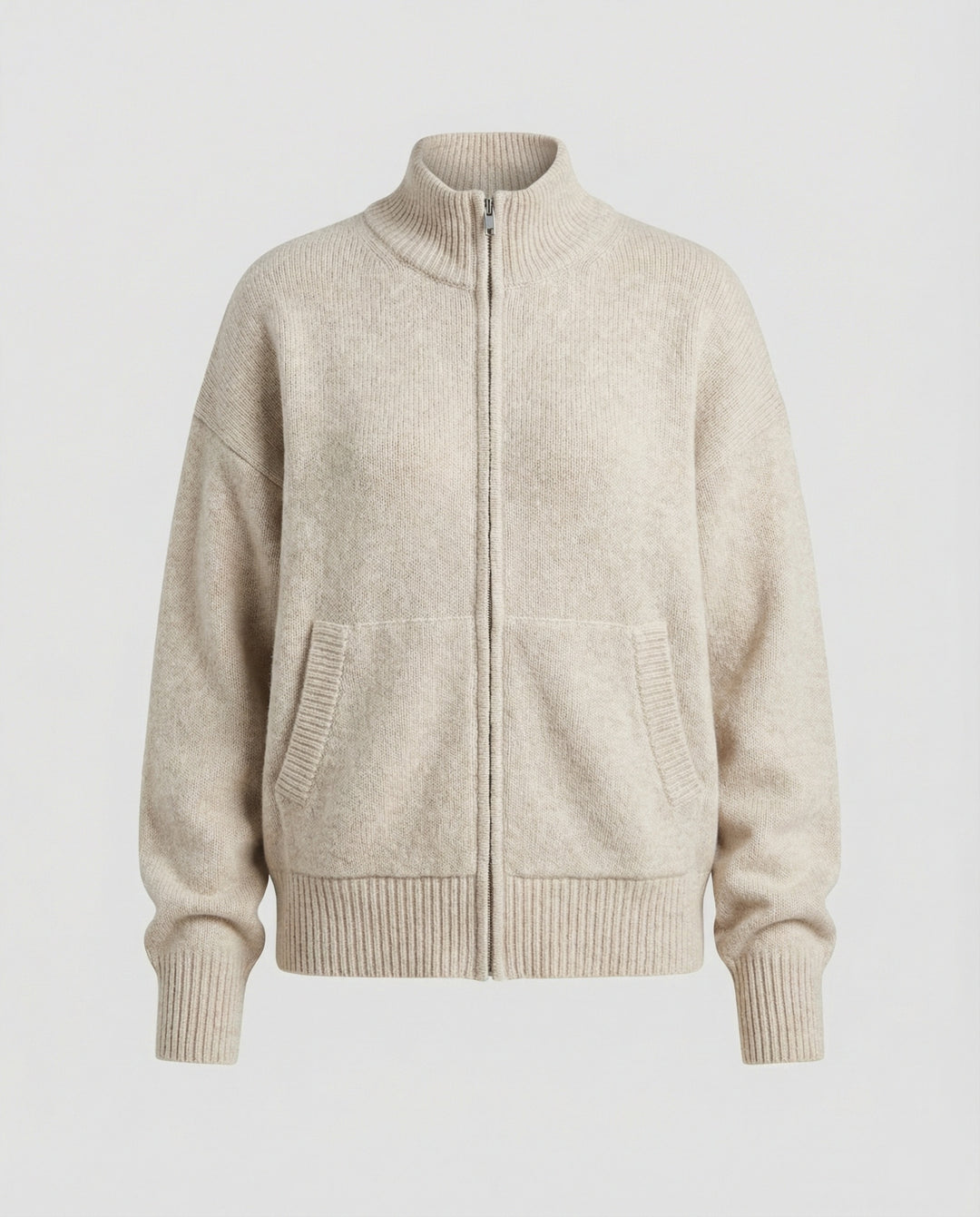 Weiche kurz geschnittene Strickjacke mit Reißverschluss für Damen