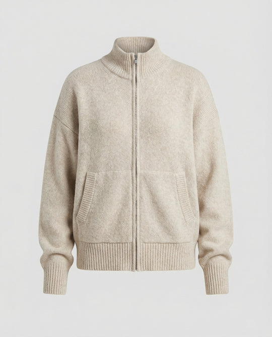 Weiche kurz geschnittene Strickjacke mit Reißverschluss für Damen