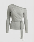 Weicher Strickpullover Damen mit Schnürung Slim Fit Langarm Top