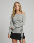 Weicher Strickpullover Damen mit Schnürung Slim Fit Langarm Top