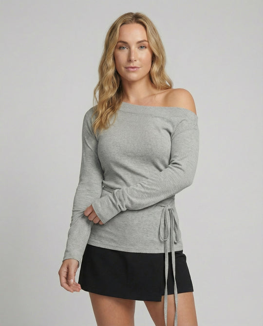 Weicher Strickpullover Damen mit Schnürung Slim Fit Langarm Top