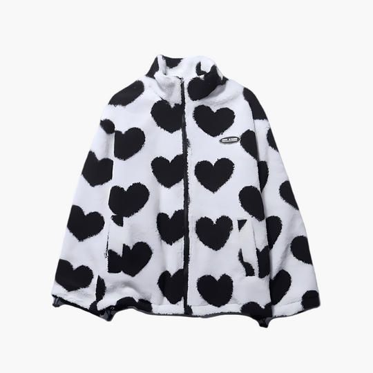 R&B | Wendejacke Fleece mit Herzen - Stylische Freizeitjacke für Outdoor & Alltag