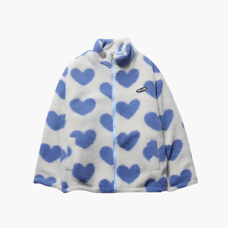R&B | Wendejacke Fleece mit Herzen - Stylische Freizeitjacke für Outdoor & Alltag