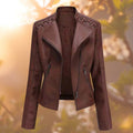 R&B | Lederjacke - Asymmetrischer Reißverschluss - Taillierte Passform - Stehkragen - Elegantes Design