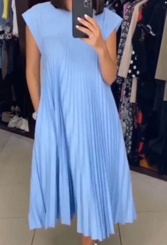 R&B | Elegantes Plissee-Kleid Einfarbig Ärmellos