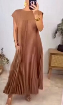 R&B | Elegantes Plissee-Kleid Einfarbig Ärmellos