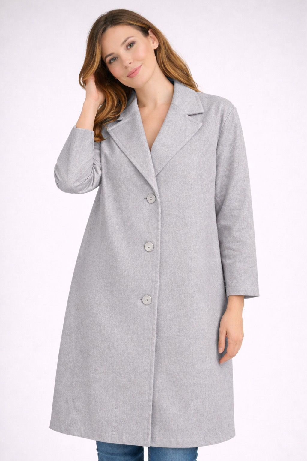 Damen Mantel mit Knöpfen und Reverskragen
