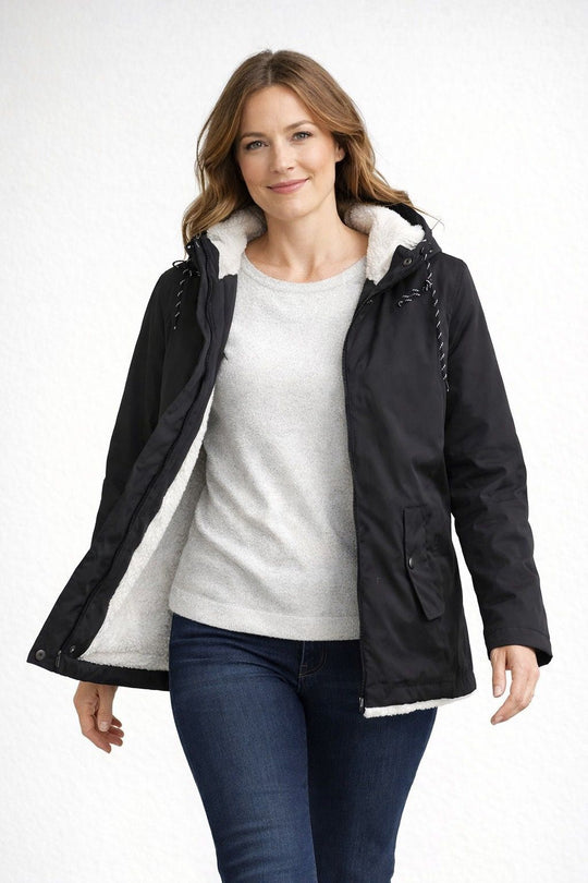 R&B | Damen Winterjacke mit Kapuze und Fleecefutter