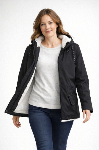 R&B | Damen Winterjacke mit Kapuze und Fleecefutter