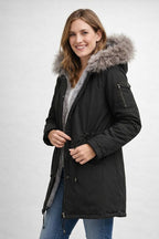 R&B | Damen Parka Fellkapuze Fleecefutter