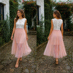 R&B Damen Chiffon Midikleid Ärmellos Locker Fallend