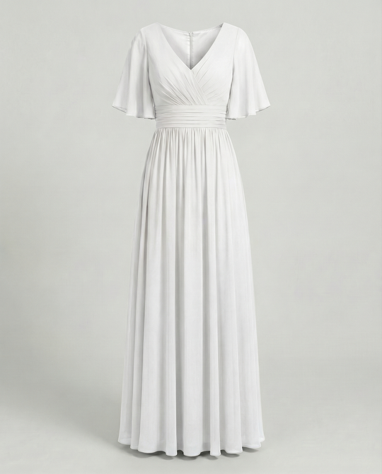R&B | Kleid Fließendes V-Ausschnitt Chiffonkleid für Damen