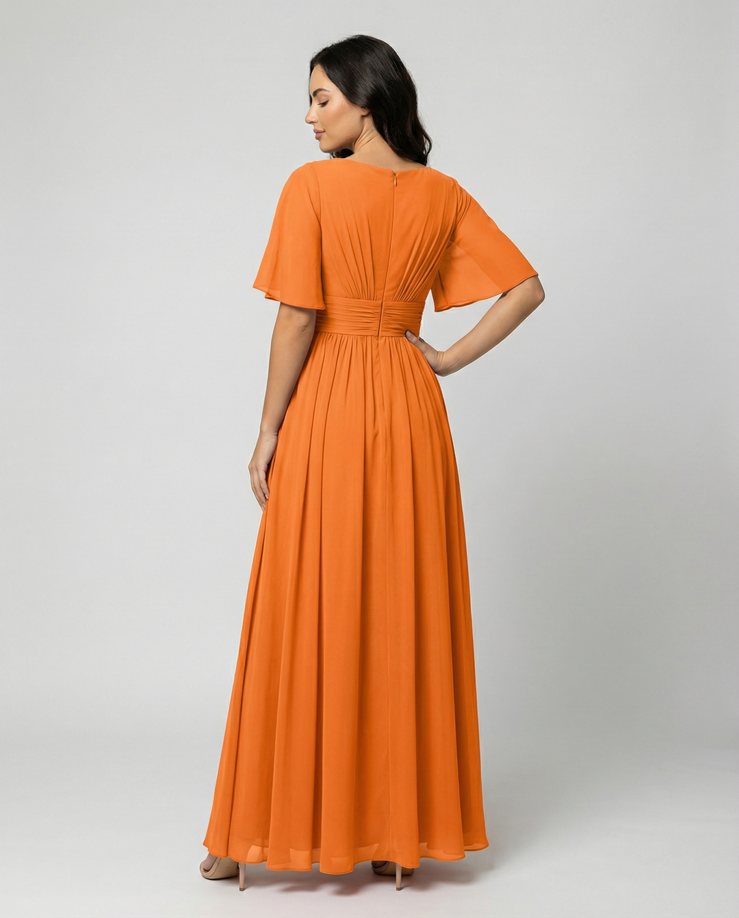 R&B | Kleid Fließendes V-Ausschnitt Chiffonkleid für Damen