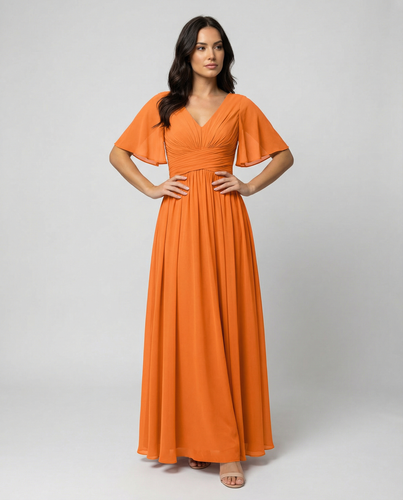 R&B | Kleid Fließendes V-Ausschnitt Chiffonkleid für Damen