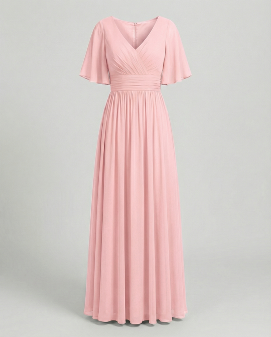 R&B | Kleid Fließendes V-Ausschnitt Chiffonkleid für Damen
