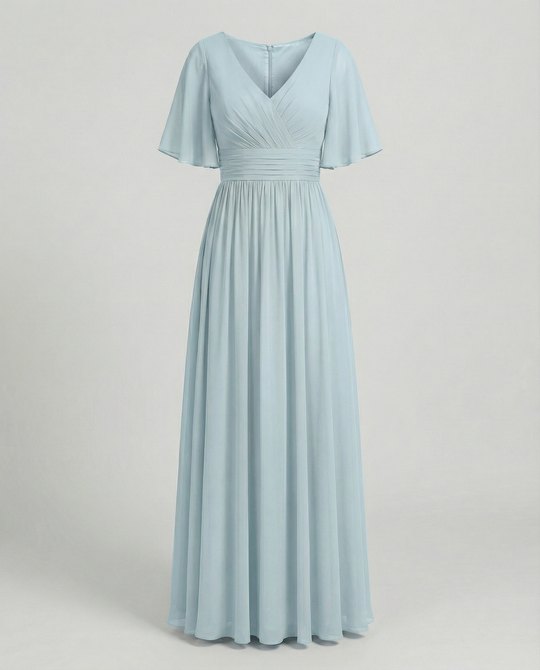 R&B | Kleid Fließendes V-Ausschnitt Chiffonkleid für Damen
